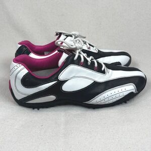 FootJoy LoPro Collection Golf Shoes Women's 10M Black White Pink Spiked Size 10